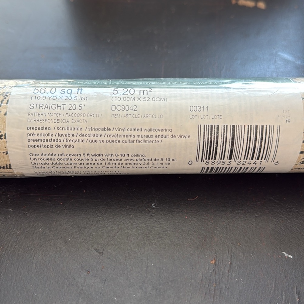 Imperial Prepasted Wallpaper Vintage Script - Sealed Roll - Picture 3 of 3